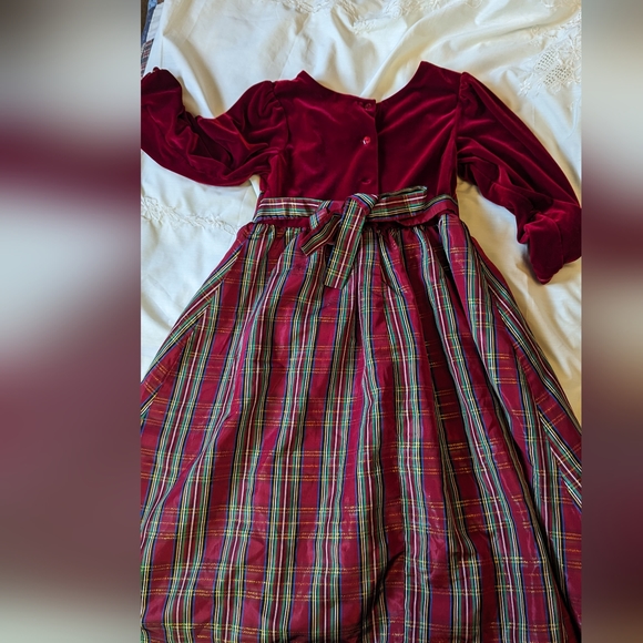 Jona Michelle sz8 velveteen & plaid long formal dress VGUC - Picture 5 of 6